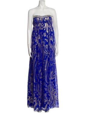 Aidan Mattox Colbalt Blue and Gold Dress